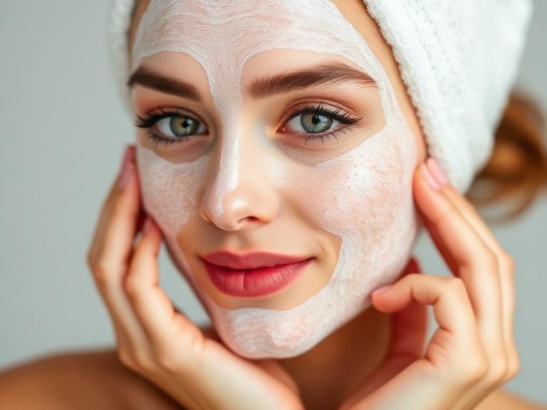 Woman following an oily skin care routine during the rainy season